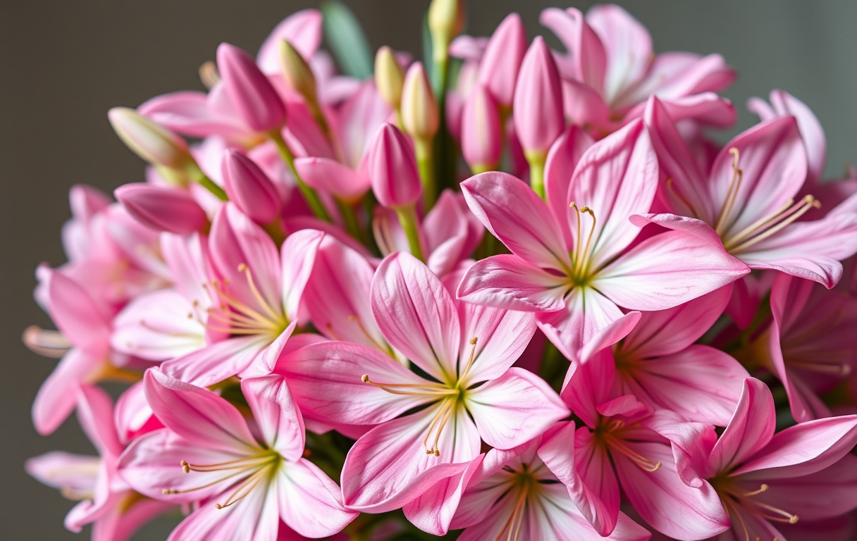 Rosa alstroemeria i bukett, fotorealistisk bild